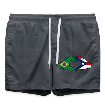 Brazil Puerto Rico flag hands heart shape used - Swim Trunks - anthracite - Front - AI Model Male 185 light (185cm)
