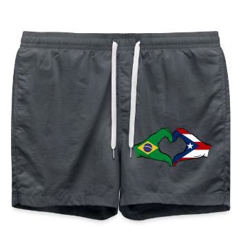 Brasilien Puerto Rico Flagge Hände Herzform - Badeshorts - Anthrazit - Vorne - AI Model Male 185 light (185cm)
