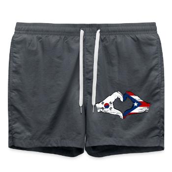 South Korea Puerto Rico Flag Hands Heart Shape Used - Swim Trunks - anthracite - Front - AI Model Male 185 light (185cm)