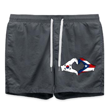 South Korea Puerto Rico Flag Hands Heart Shape - Swim Trunks - anthracite - Front - AI Model Male 185 light (185cm)