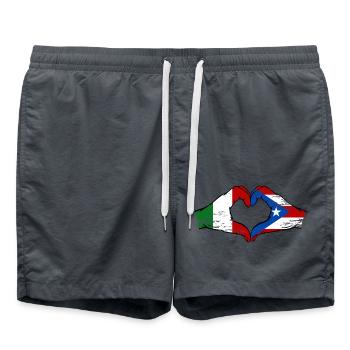 Italy Puerto Rico flag hands heart shape used - Swim Trunks - anthracite - Front - AI Model Male 185 light (185cm)