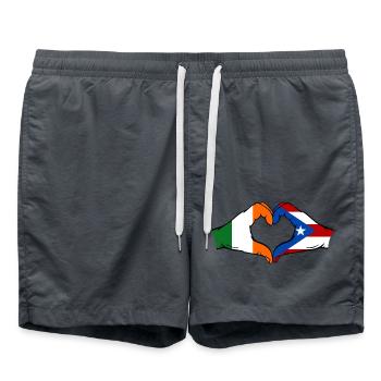 Ireland Puerto Rico Flag Hands Heart Shape - Swim Trunks - anthracite - Front - AI Model Male 185 light (185cm)