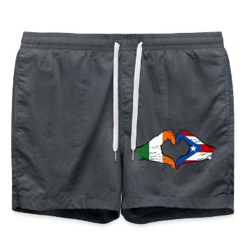 Irlande Porto Rico drapeau mains forme de coeur utilisé - Short de bain - charbon - Devant - AI Model Male 185 light (185cm)