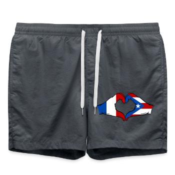 France Puerto Rico Flag Hands Heart Shape - Swim Trunks - anthracite - Front - AI Model Male 185 light (185cm)