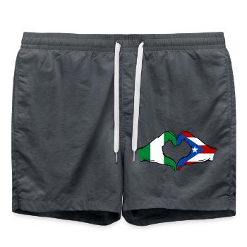 Nigeria Puerto Rico Flag Hands Heart Shape - Swim Trunks - anthracite - Front - AI Model Male 185 light (185cm)