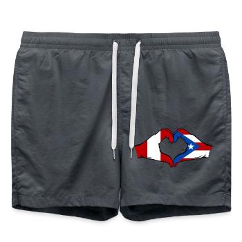 Pérou Porto Rico Drapeau Mains Coeur Forme - Short de bain - charbon - Devant - AI Model Male 185 light (185cm)