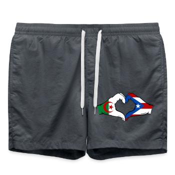 Algérie Porto Rico Drapeau Mains Coeur Forme - Short de bain - charbon - Devant - AI Model Male 185 light (185cm)