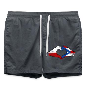 Poland Puerto Rico flag hands heart shape used - Swim Trunks - anthracite - Front - AI Model Male 185 light (185cm)