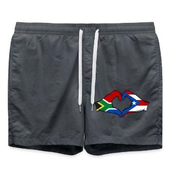 South Africa Puerto Rico Flag Hands Heart Shape - Swim Trunks - anthracite - Front - AI Model Male 185 light (185cm)