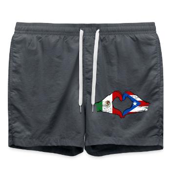 Mexique Porto Rico drapeau mains forme de coeur utilisé - Short de bain - charbon - Devant - AI Model Male 185 light (185cm)
