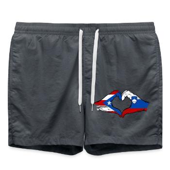 Porto Rico Slovénie drapeau mains forme de coeur utilisé - Short de bain - charbon - Devant - AI Model Male 185 light (185cm)