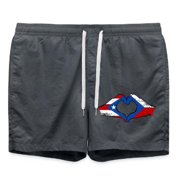 Porto Rico République tchèque drapeau mains forme coeur utilisé - Short de bain - charbon - Devant - AI Model Male 185 light (185cm)