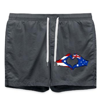 Puerto Rico Australien Flagge Hände Herzform - Badeshorts - Anthrazit - Vorne - AI Model Male 185 light (185cm)