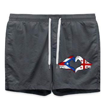 Porto Rico Géorgie drapeau mains forme de coeur utilisé - Short de bain - charbon - Devant - AI Model Male 185 light (185cm)