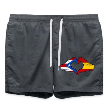 Puerto Rico Spain Flag Hands Heart Shape Used - Swim Trunks - anthracite - Front - AI Model Male 185 light (185cm)
