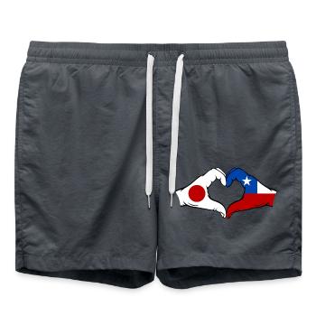 Japan Chile Flagge Hände Herzform - Badeshorts - Anthrazit - Vorne - AI Model Male 185 light (185cm)