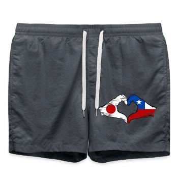 Japan Chile flag hands heart shape used - Swim Trunks - anthracite - Front - AI Model Male 185 light (185cm)