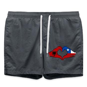 Albanien Chile Flagge Hände Herzform used - Badeshorts - Anthrazit - Vorne - AI Model Male 185 light (185cm)