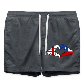 Georgien Chile Flagge Hände Herzform - Badeshorts - Anthrazit - Vorne - AI Model Male 185 light (185cm)