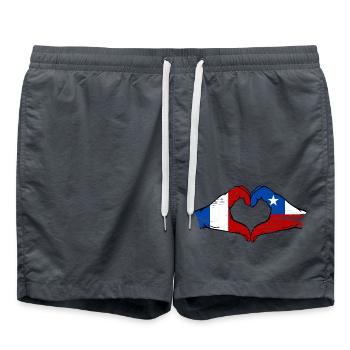 France Drapeau Chili mains forme de coeur utilisé - Short de bain - charbon - Devant - AI Model Male 185 light (185cm)