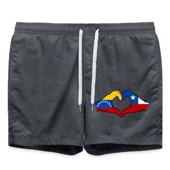 Venezuela Chili Drapeau Mains Coeur Forme - Short de bain - charbon - Devant - AI Model Male 185 light (185cm)