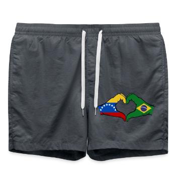 Venezuela Brésil Drapeau Mains Coeur Forme - Short de bain - charbon - Devant - AI Model Male 185 light (185cm)