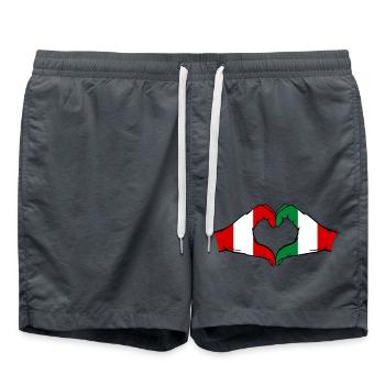 Peru Italien Flagge Hände Herzform - Badeshorts - Anthrazit - Vorne - AI Model Male 185 light (185cm)