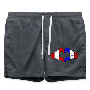Peru Frankreich Hände Herzform used - Badeshorts - Anthrazit - Vorne - AI Model Male 185 light (185cm)