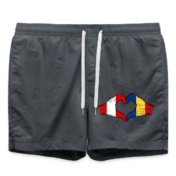 Peru Belgien Rumänien Hände Herzform used - Badeshorts - Anthrazit - Vorne - AI Model Male 185 light (185cm)