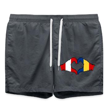 Peru Belgien Rumänien Hände Herzform - Badeshorts - Anthrazit - Vorne - AI Model Male 185 light (185cm)
