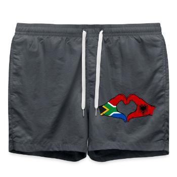 Südafrika Albanien Flagge Hände Herzform - Badeshorts - Anthrazit - Vorne - AI Model Male 185 light (185cm)