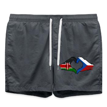 Kenia Tschechien Flagge Hände Herz used - Badeshorts - Anthrazit - Vorne - AI Model Male 185 light (185cm)