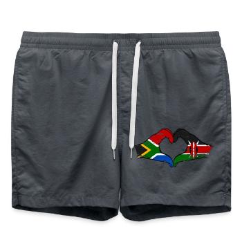 Südafrika Kenia Flagge Hände Herz used - Badeshorts - Anthrazit - Vorne - AI Model Male 185 light (185cm)