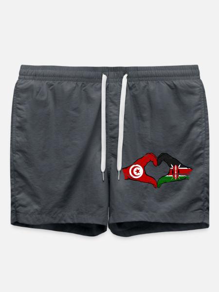 Tunesien Kenia Flagge Hände Herz used - Badeshorts - Anthrazit