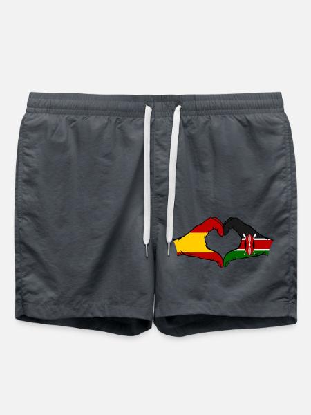 Spain Kenya Flag Hands Heart - Swim Trunks - anthracite