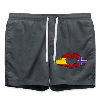 Espagne Norvège drapeau mains coeur utilisé - Short de bain - charbon - Devant - AI Model Male 185 light (185cm)