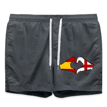 Spain England Flag Hands Heart - Swim Trunks - anthracite - Front - AI Model Male 185 light (185cm)