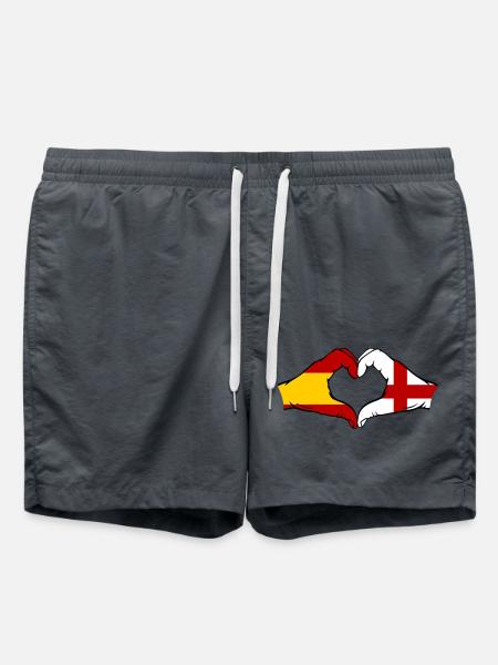 Spain England Flag Hands Heart - Swim Trunks - anthracite