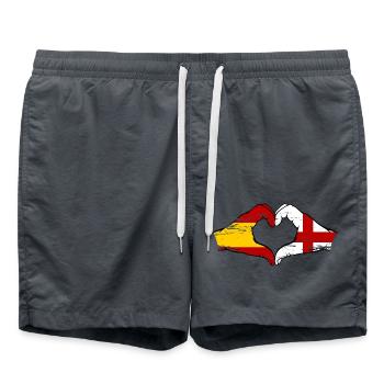 Spanien England Flagge Hände Herz used - Badeshorts - Anthrazit - Vorne - AI Model Male 185 light (185cm)