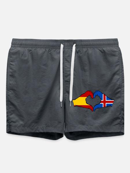 Spain Iceland Flag Hands Heart - Swim Trunks - anthracite