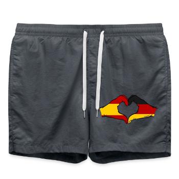 Espagne Allemagne Drapeau Mains Coeur - Short de bain - charbon - Devant - AI Model Male 185 light (185cm)