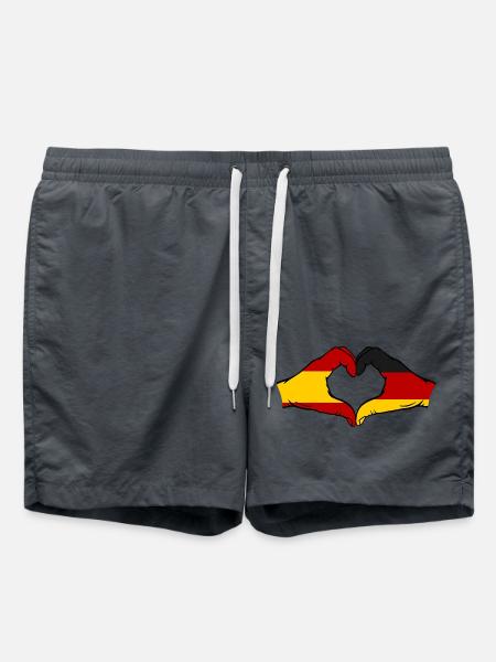 Spain Germany Flag Hands Heart - Swim Trunks - anthracite
