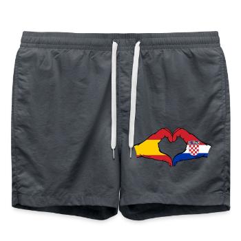 Espagne Croatie Drapeau Mains Coeur - Short de bain - charbon - Devant - AI Model Male 185 light (185cm)