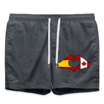 Spanien Kanada Flagge Hände Herz - Badeshorts - Anthrazit - Vorne - AI Model Male 185 light (185cm)