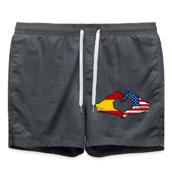 Spain USA Flag Hands Heart Used - Swim Trunks - anthracite - Front - AI Model Male 185 light (185cm)