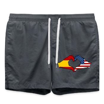 Spain USA Flag Hands Heart - Swim Trunks - anthracite - Front - AI Model Male 185 light (185cm)