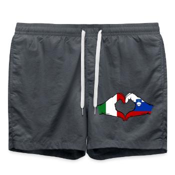 Italie Slovénie Drapeau Mains Coeur Forme - Short de bain - charbon - Devant - AI Model Male 185 light (185cm)