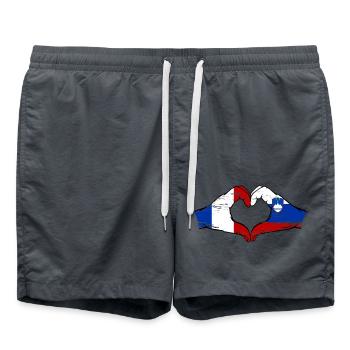 France Slovenia flag hands heart shape used - Swim Trunks - anthracite - Front - AI Model Male 185 light (185cm)