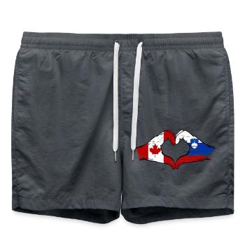 Canada Slovenia flag hands heart shape used - Swim Trunks - anthracite - Front - AI Model Male 185 light (185cm)