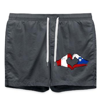 Peru Slowenien Flagge Hände Herzform used - Badeshorts - Anthrazit - Vorne - AI Model Male 185 light (185cm)